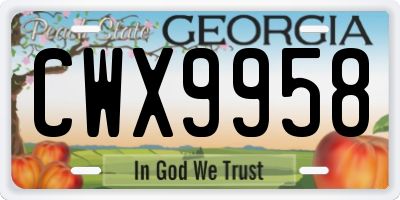 GA license plate CWX9958
