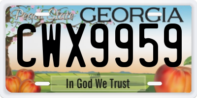 GA license plate CWX9959