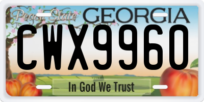 GA license plate CWX9960