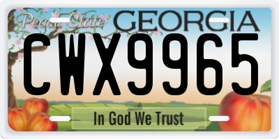 GA license plate CWX9965