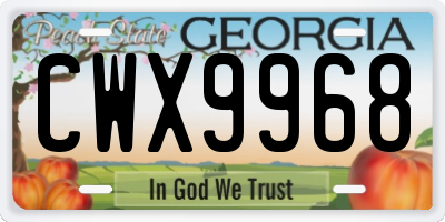 GA license plate CWX9968