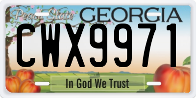 GA license plate CWX9971