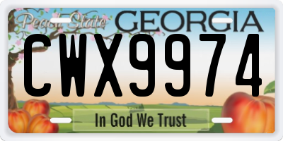 GA license plate CWX9974