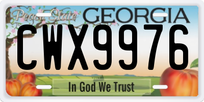 GA license plate CWX9976