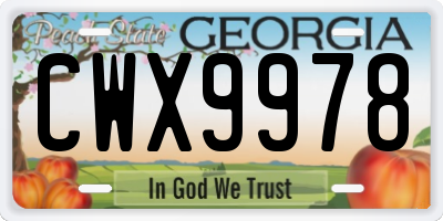 GA license plate CWX9978
