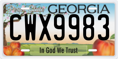 GA license plate CWX9983