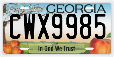 GA license plate CWX9985