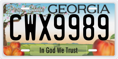 GA license plate CWX9989