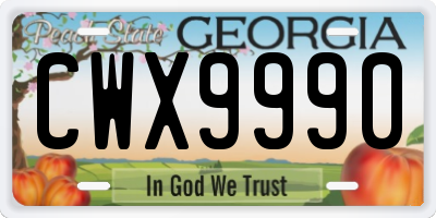 GA license plate CWX9990