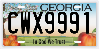GA license plate CWX9991