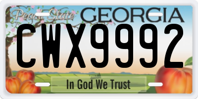 GA license plate CWX9992
