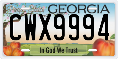 GA license plate CWX9994