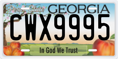 GA license plate CWX9995