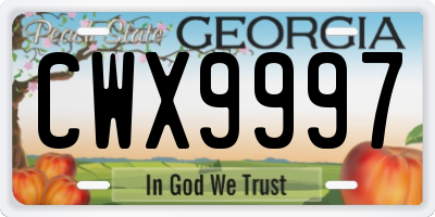 GA license plate CWX9997