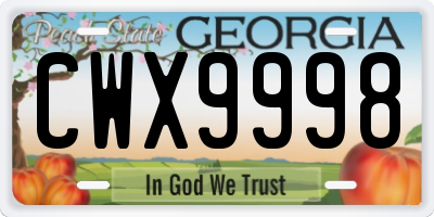 GA license plate CWX9998