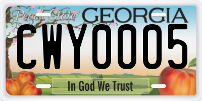 GA license plate CWY0005