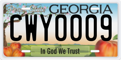 GA license plate CWY0009