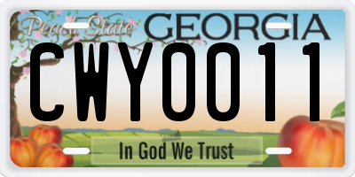 GA license plate CWY0011