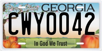 GA license plate CWY0042
