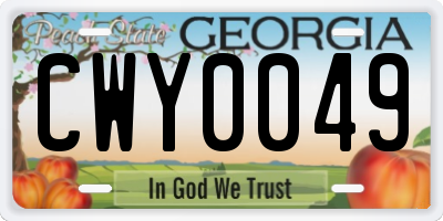 GA license plate CWY0049