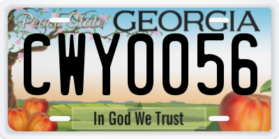 GA license plate CWY0056