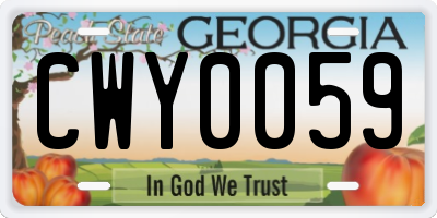 GA license plate CWY0059