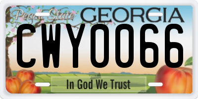 GA license plate CWY0066