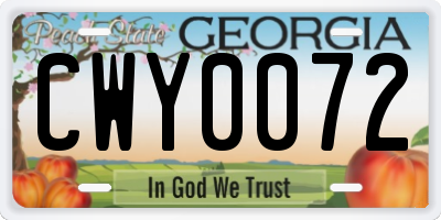 GA license plate CWY0072