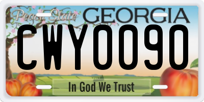 GA license plate CWY0090