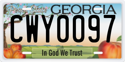 GA license plate CWY0097
