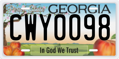 GA license plate CWY0098