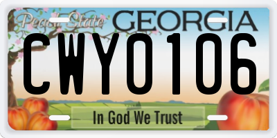 GA license plate CWY0106