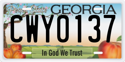 GA license plate CWY0137
