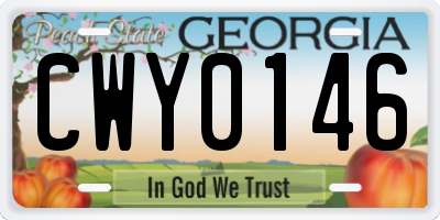 GA license plate CWY0146
