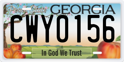GA license plate CWY0156