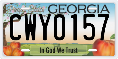GA license plate CWY0157
