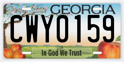 GA license plate CWY0159