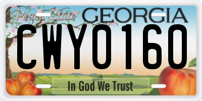 GA license plate CWY0160