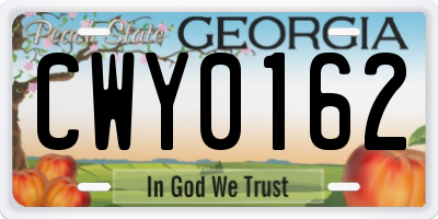GA license plate CWY0162