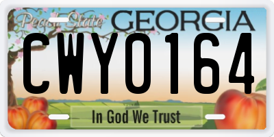 GA license plate CWY0164