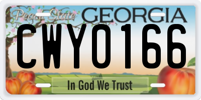GA license plate CWY0166