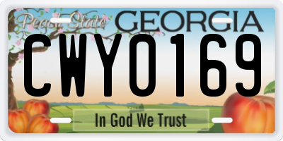 GA license plate CWY0169