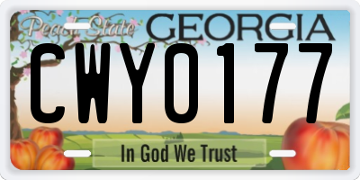 GA license plate CWY0177