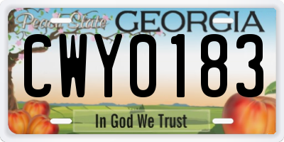 GA license plate CWY0183