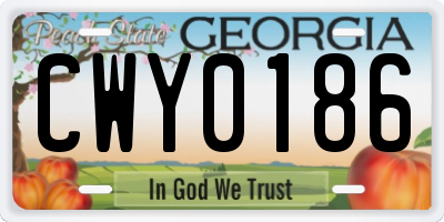 GA license plate CWY0186