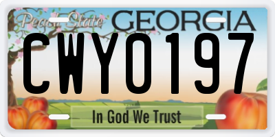 GA license plate CWY0197
