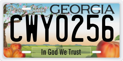 GA license plate CWY0256