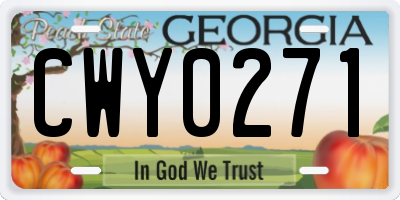 GA license plate CWY0271