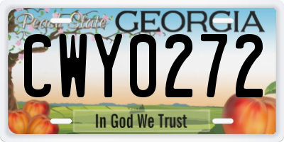 GA license plate CWY0272