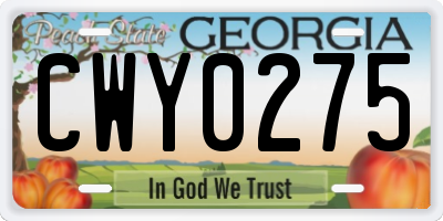 GA license plate CWY0275
